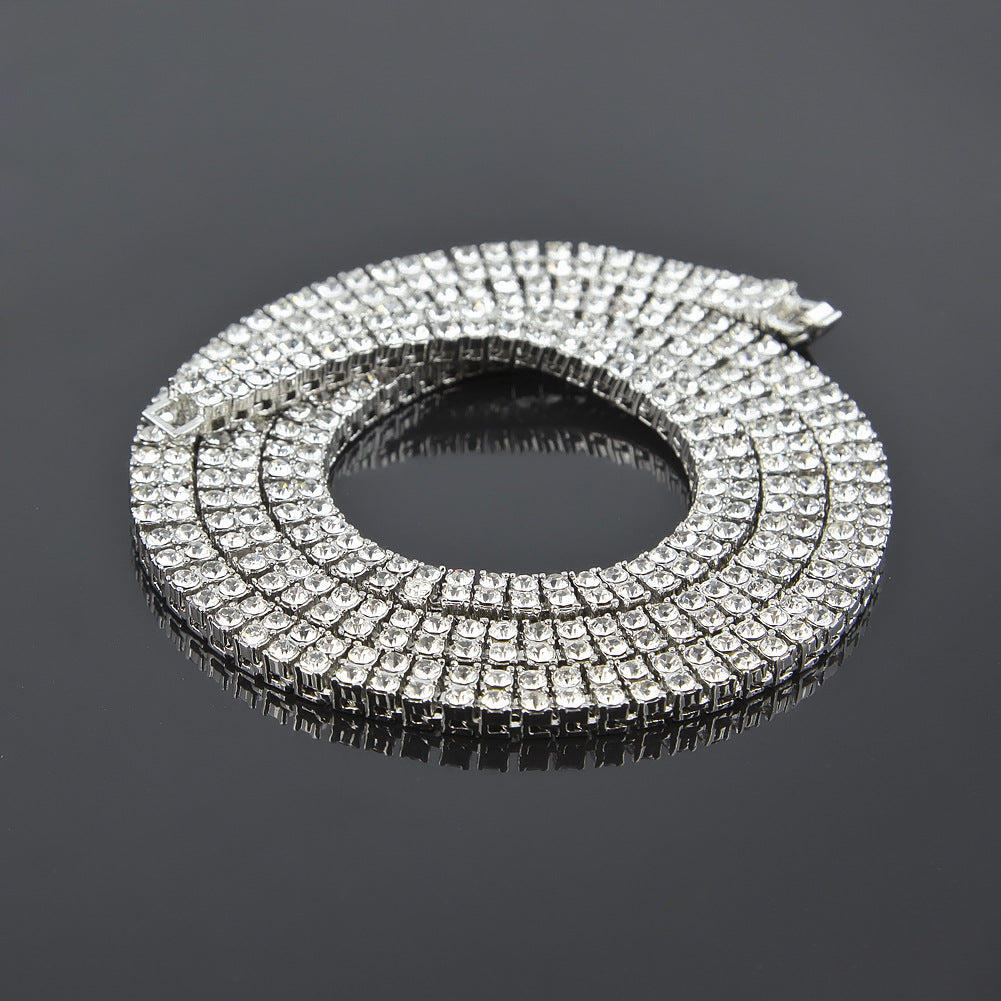 NORTHLINE Double Halo silver-tone chain showing both rows of stones