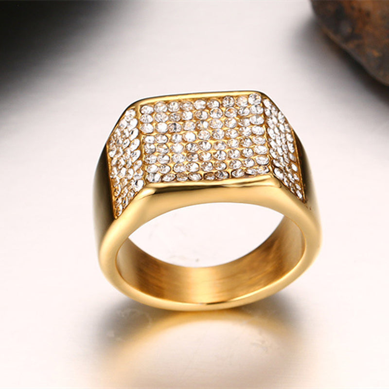 NORTHLINE Geometric Ring gold-tone band in a front three-quarter view