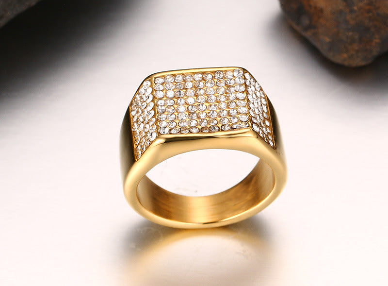 NORTHLINE Geometric Ring showing its stone-set face and inner band
