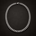 NORTHLINE Classic Curb silver-tone 5 mm curb chain with lobster clasp on black stone