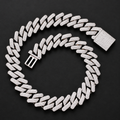 NORTHLINE Big Cuban silver-tone stone-set chain with box clasp