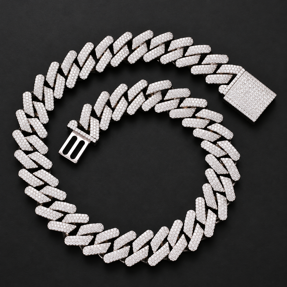 NORTHLINE Big Cuban silver-tone stone-set chain with box clasp
