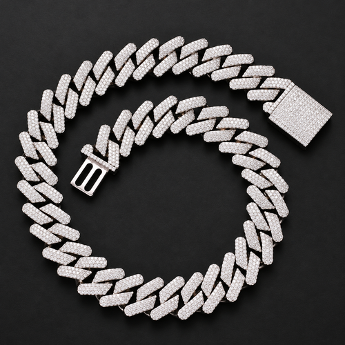 NORTHLINE Big Cuban silver-tone stone-set chain with box clasp