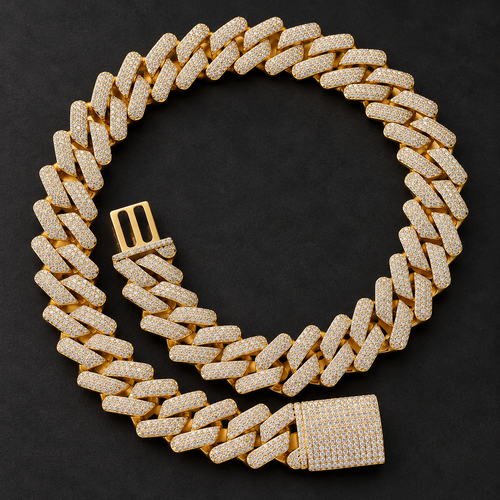 NORTHLINE Big Cuban gold-tone stone-set chain arranged in a loop