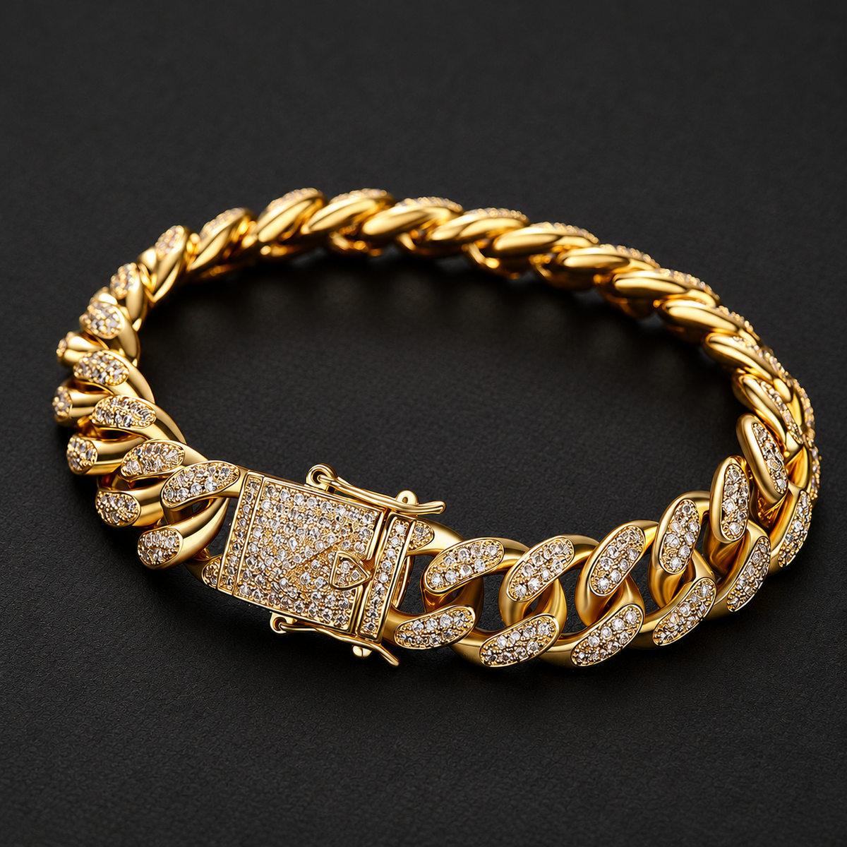 NORTHLINE Cuban Cuff gold-tone stone-set Cuban-link bracelet