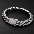 NORTHLINE Cuban Cuff silver-tone stone-set Cuban-link bracelet
