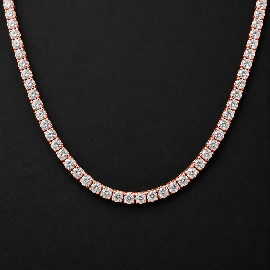 NORTHLINE Tennis Club rose gold-tone 3 mm single-row chain on black