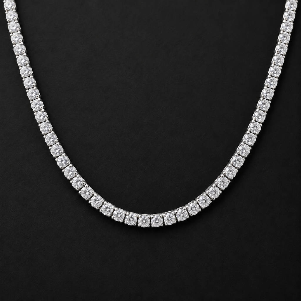 NORTHLINE Tennis Club silver-tone 3 mm single-row chain on black